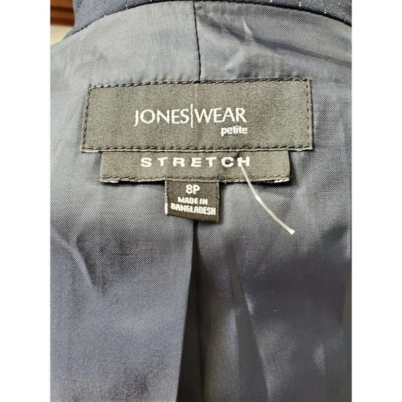 Jones Wear Women's Blue Lined Polyester Long Sleeve 3 Buttons Stretch Blazer 8P - Picture 8 of 11